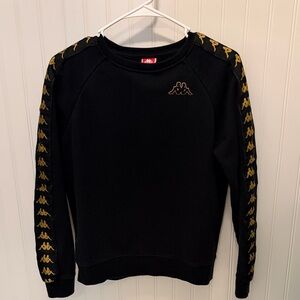 Kappa Black Sweatshirt with Gold Logo Tape